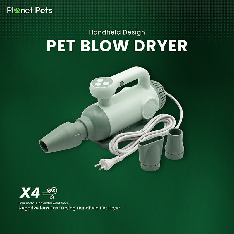 Planet Pets Pet Blow Dryer for Dogs & Cats with 3 Nozzle Attachments | 3-Speed Portable Grooming Dryer