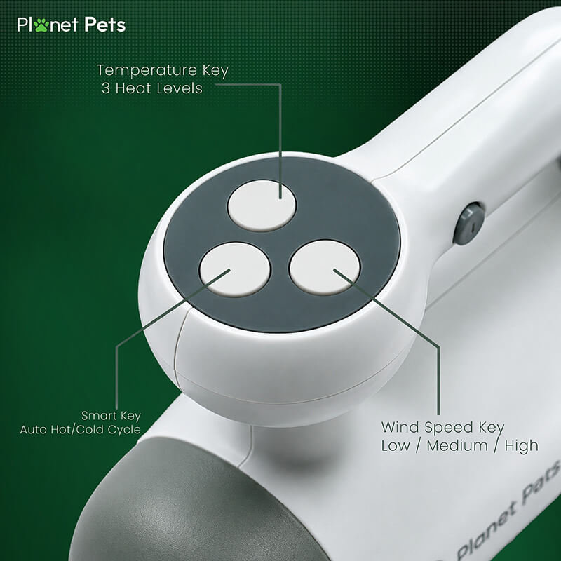 Planet Pets Pet Blow Dryer for Dogs & Cats with 3 Nozzle Attachments | 3-Speed Portable Grooming Dryer