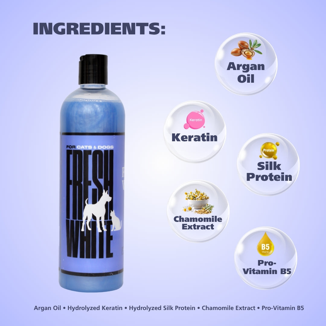 Fresh White White Dog Shampoo with Argan Oil and keratin