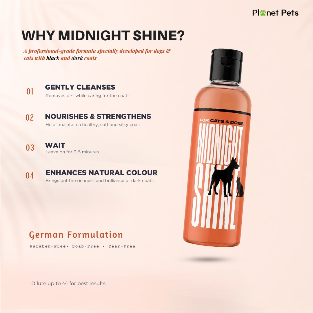 Midnight Shine™ Colour Enhancing Shampoo for Dogs & Cats – 500ml