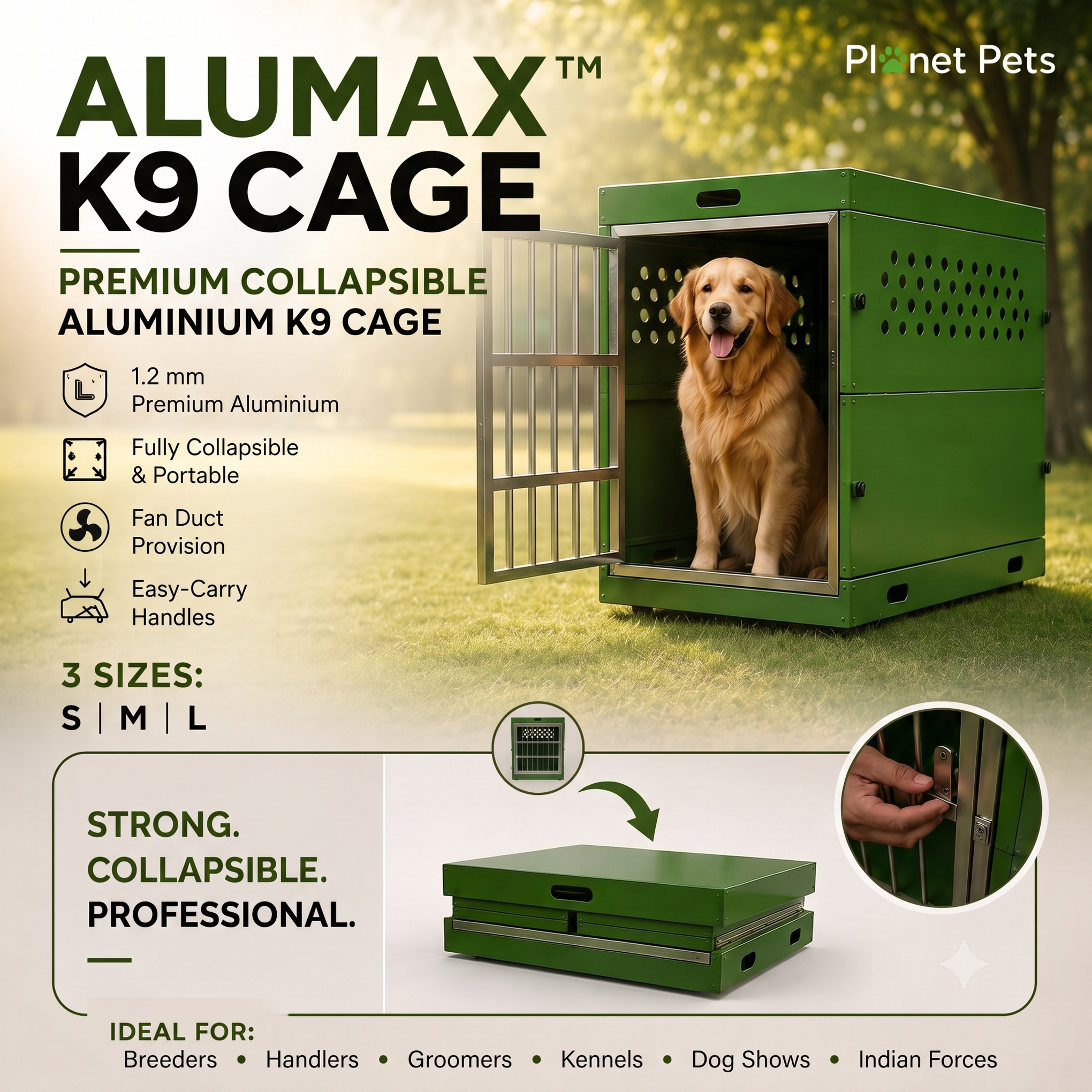 Planet Pets Alumax™ K9 Cage | Collapsible Aluminium Dog Crate