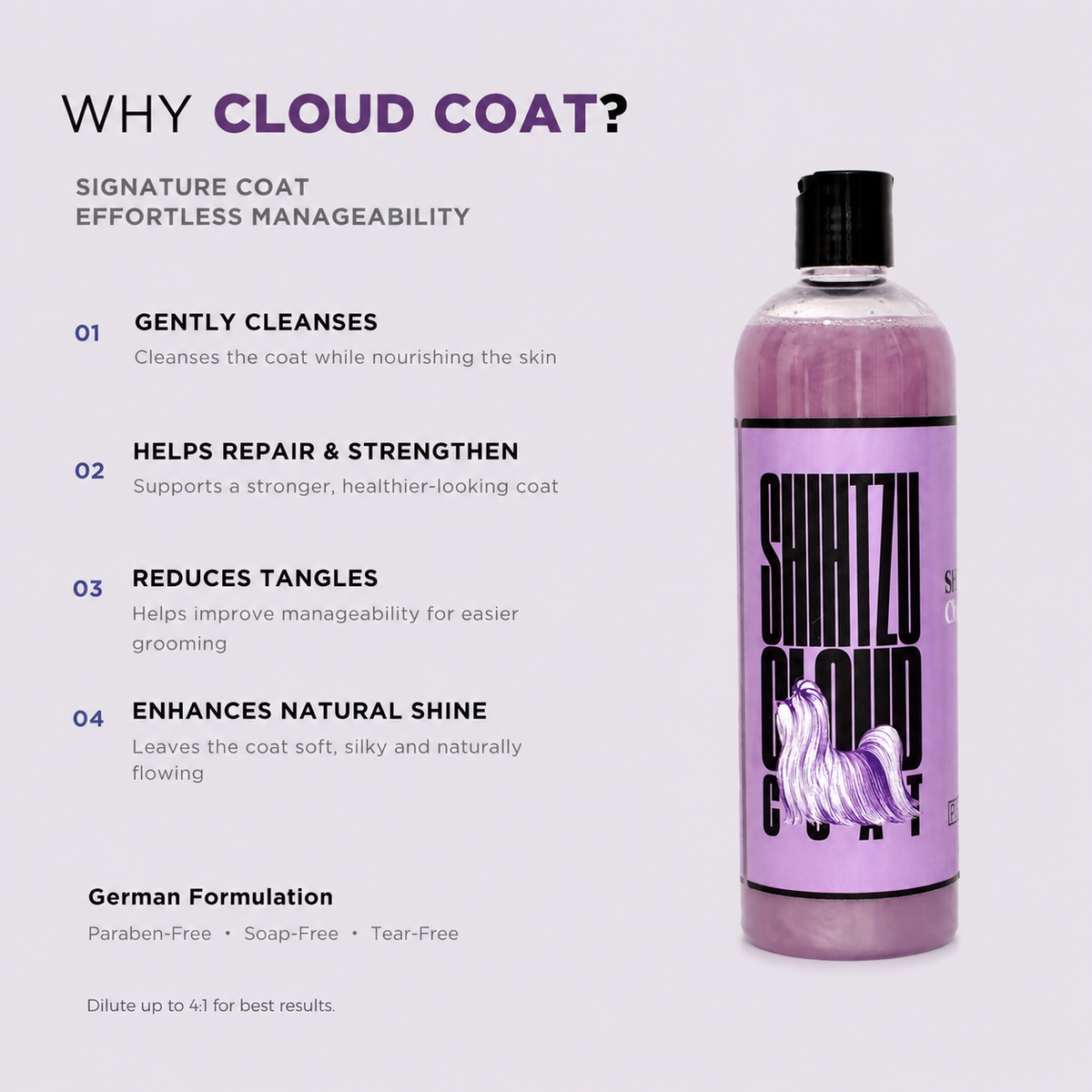 Why Cloud Coat Shih Tzu shampoo – cleanses, repairs, reduces tangles and adds shine