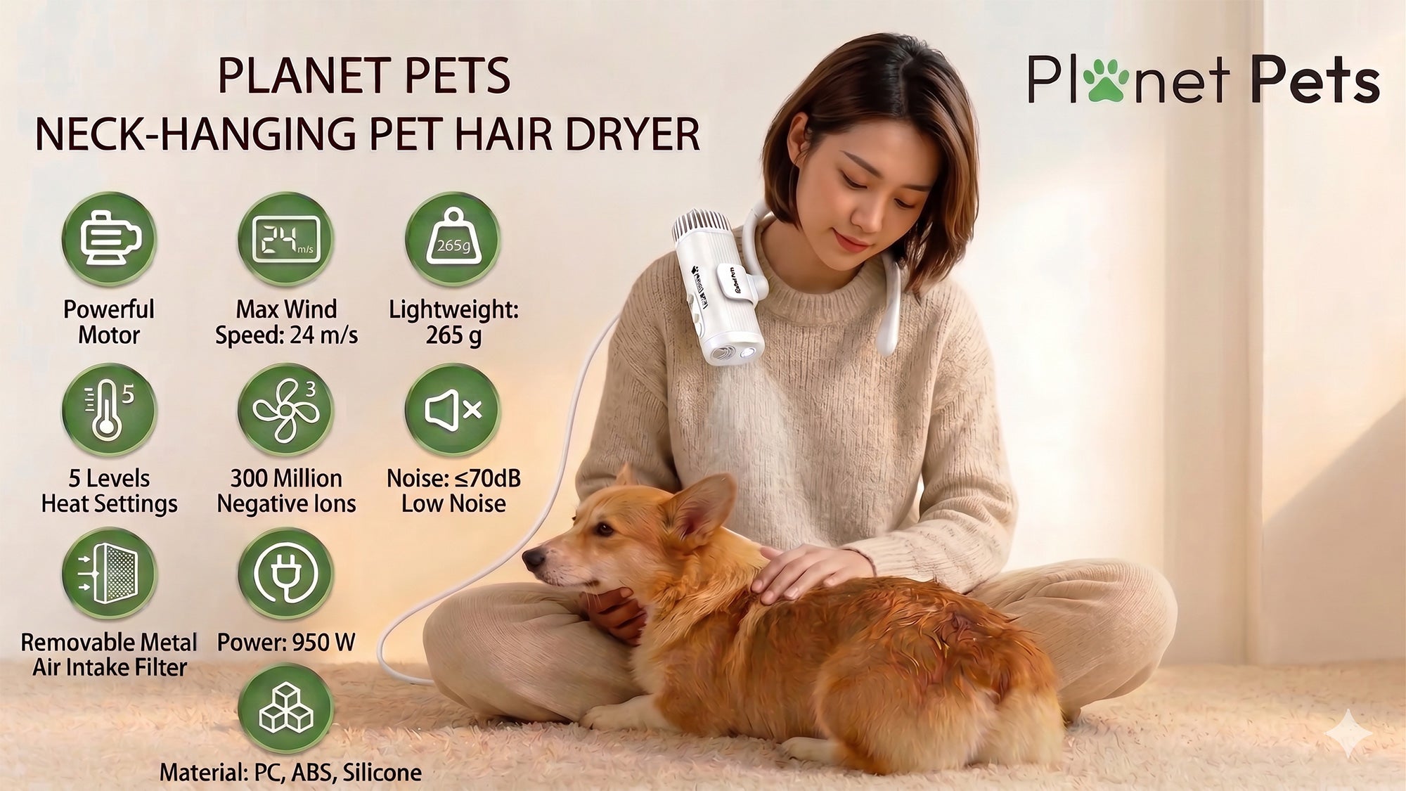 Planet Pets Hands-Free Pet Dryer
