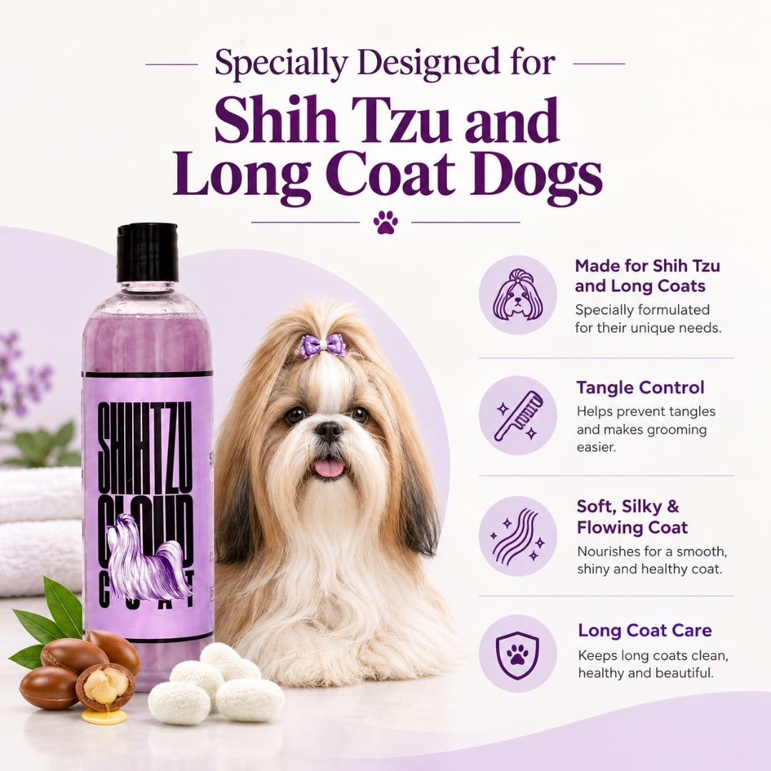 Shih Tzu shampoo for long coat dogs – tangle control and soft silky coat
